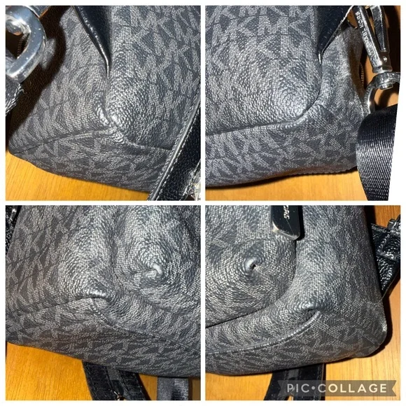 •MICHAEL KORS•BLACK & GRAY MK LOGO ERIN CONVERTIBLE SMALL MINI BACKPACK EUC - Picture 9 of 12